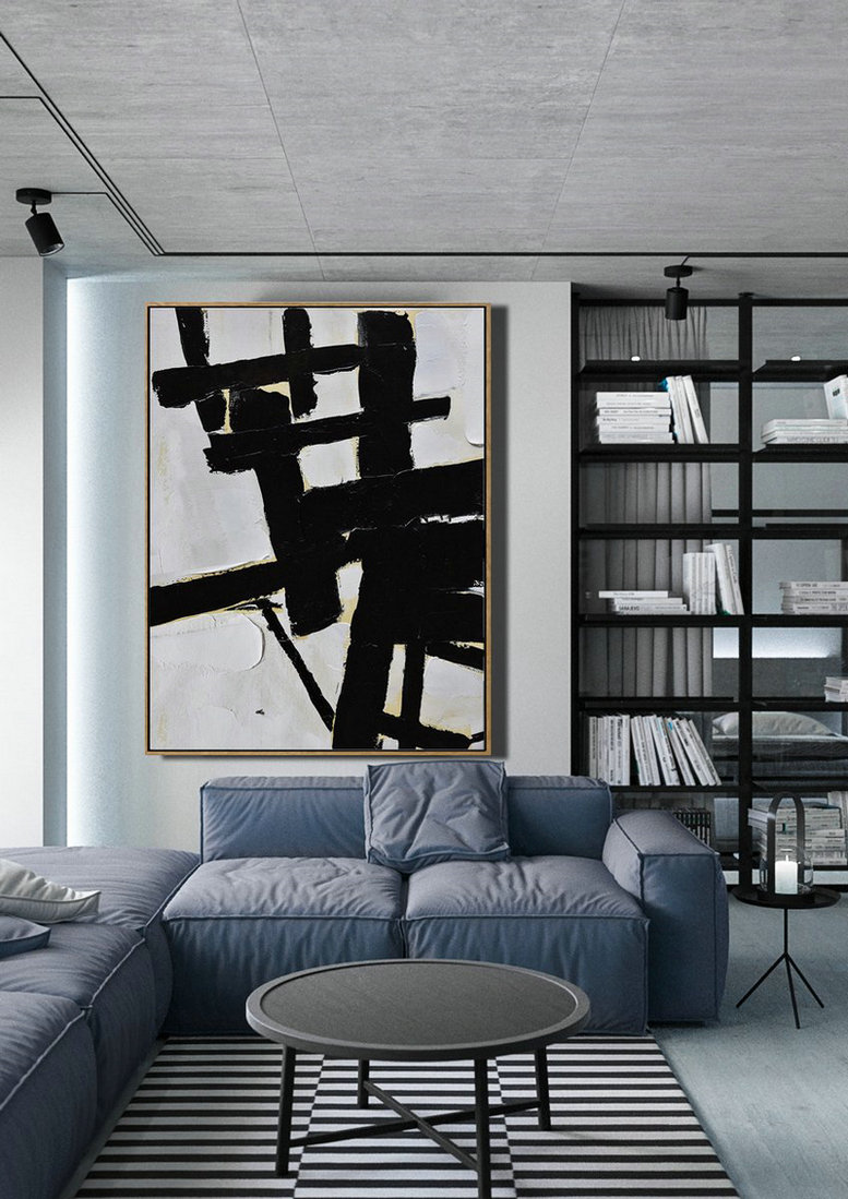 Large Abstract Painting,Minimalist Painting On Canvas, Palette Knife Vertical Minimal Art - Big Art Canvas